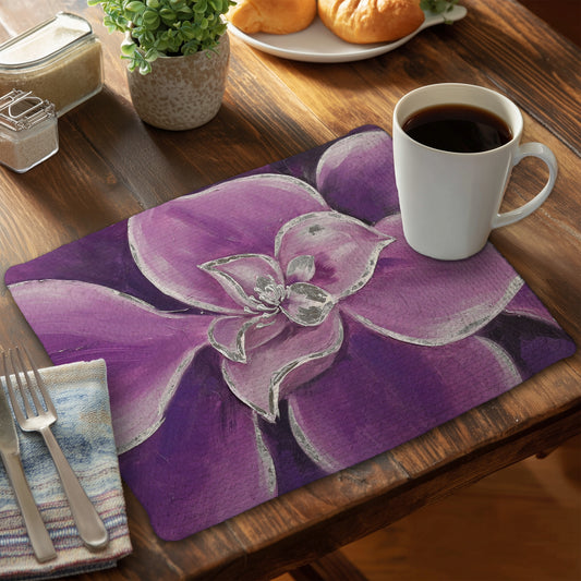 Purple flower closeup - 14"x18" Braided Polyester Placemat
