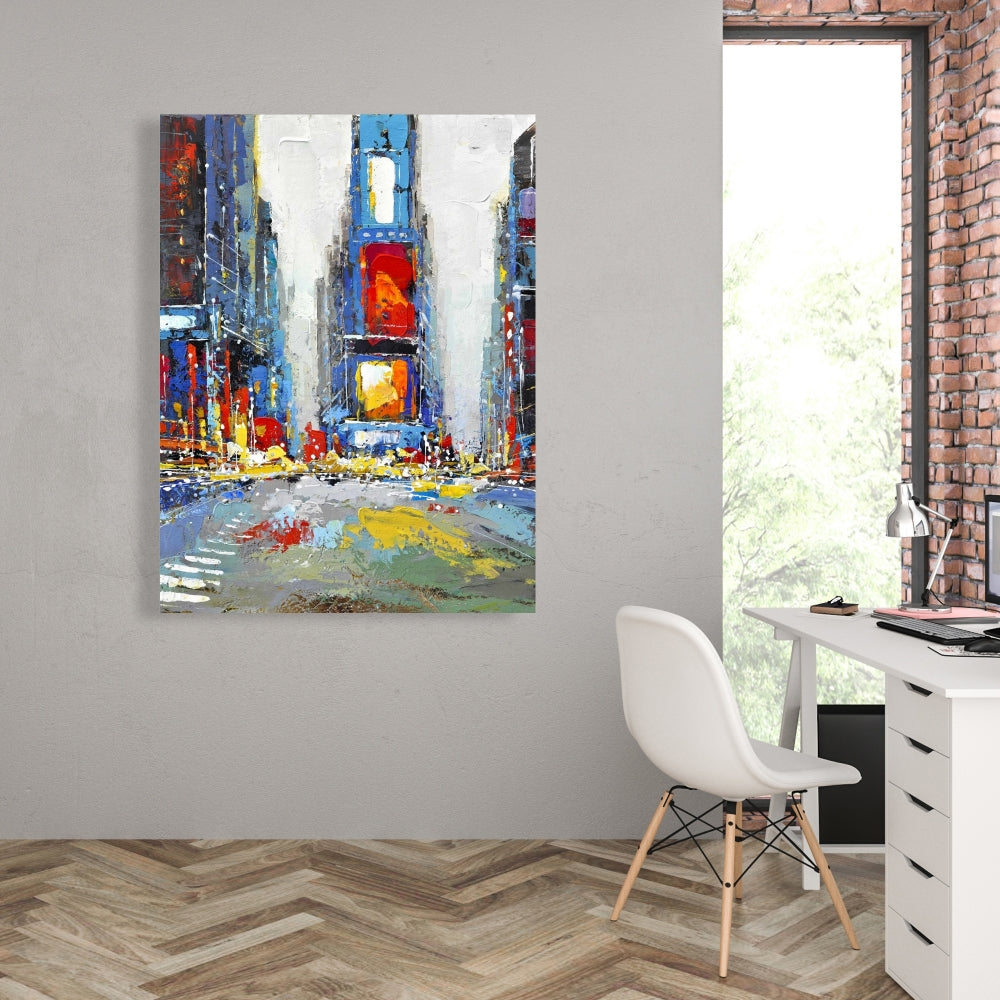Contemporary Abstract Building Canvas | Colorful Home Decor