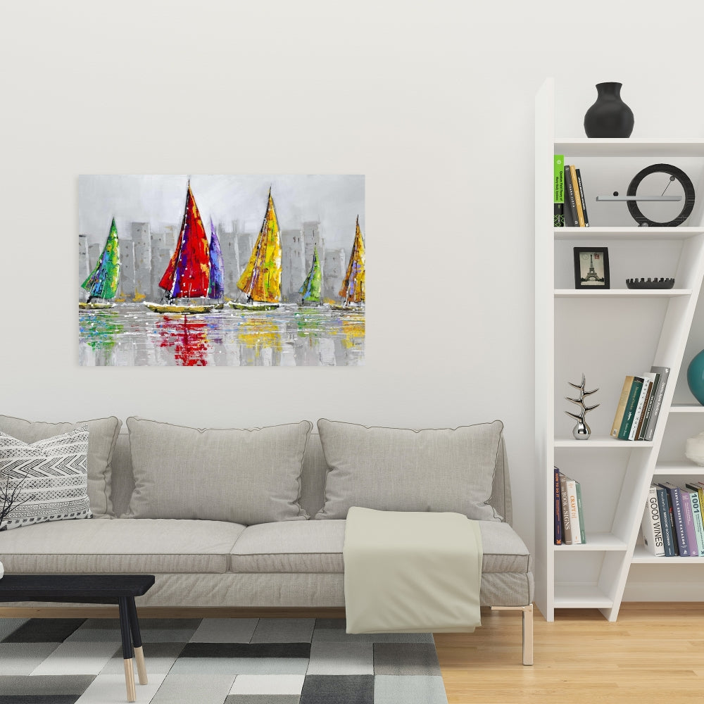 Sailboats in the Wind Canvas - Contemporary Bedroom Wall Art
