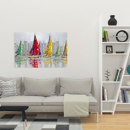 Sailboats in the Wind Canvas - Contemporary Bedroom Wall Art
