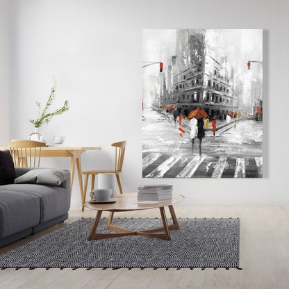 Greyish Flatiron Building Canvas | Cities Gray Wall Art Decor