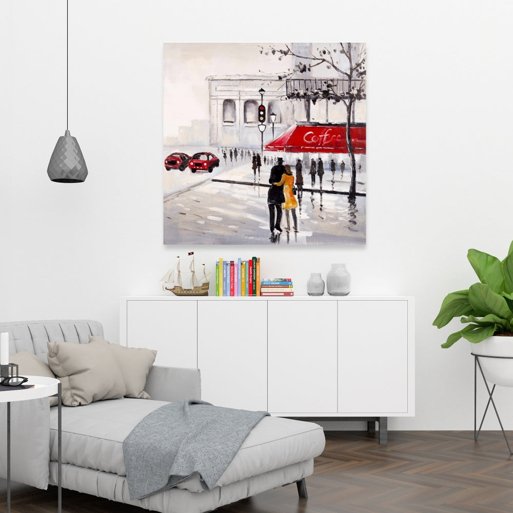 Toile représentant un couple marchant – Décoration murale moderne pour chambre à coucher