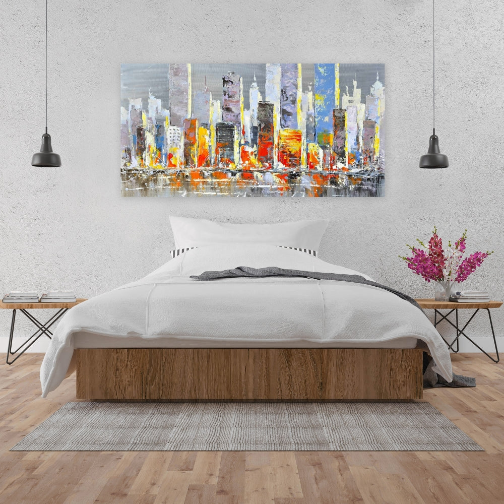 Color Splash Cityscape Canvas | Blue Wall Art for Home Decor