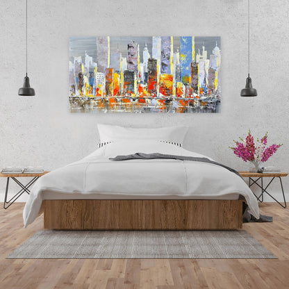 Color Splash Cityscape Canvas | Blue Wall Art for Home Decor