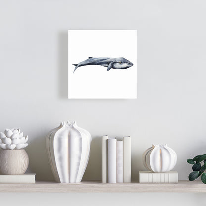 Watercolor Whale Canvas - Blue Bedroom Decor | Aquatic Art