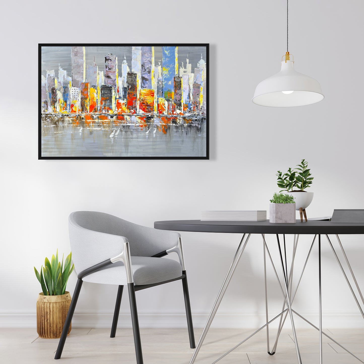 Toile encadrée Paysage urbain coloré | Décoration d'intérieur Villes bleues