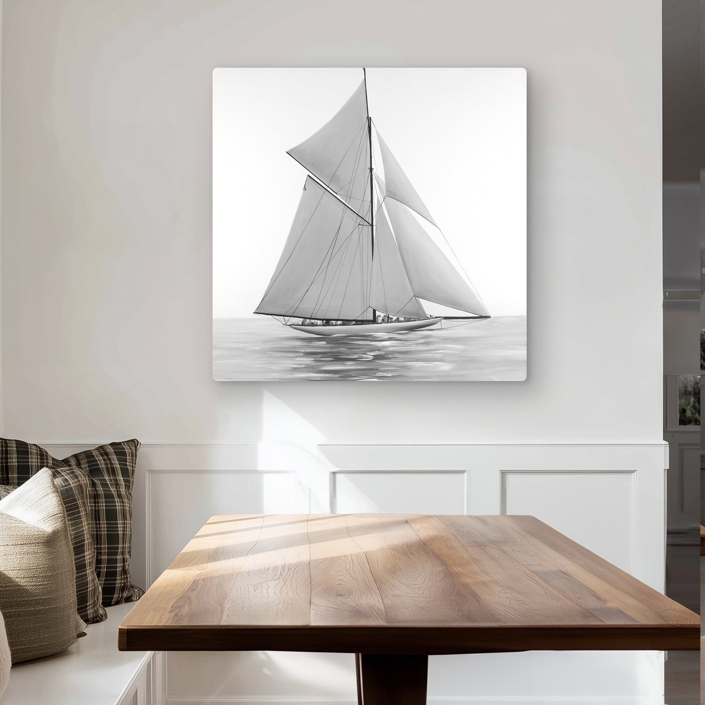 Sailing Ship - Hyperrealist Coastal Metal Print for Home Decor