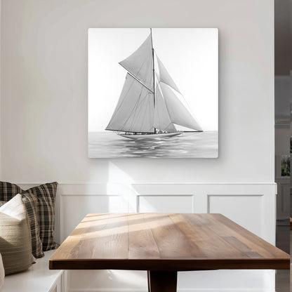Sailing Ship - Hyperrealist Coastal Metal Print for Home Decor