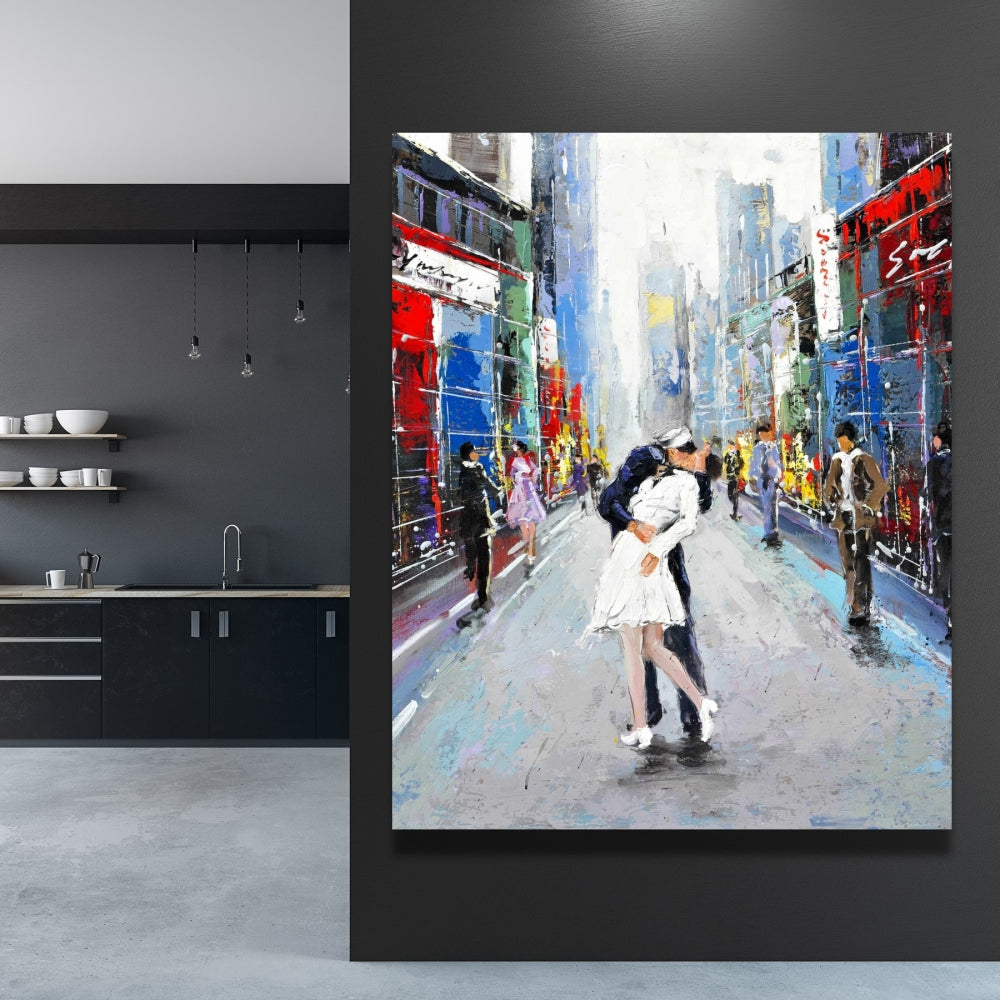 Kiss of Times Square Canvas - Cities Building Bedroom Decor