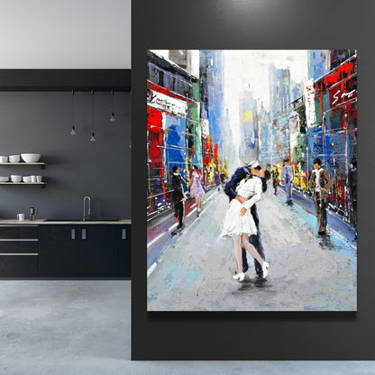 Kiss of Times Square Canvas - Cities Building Bedroom Decor