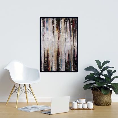 Peinture liquide abstraite - Toile encadrée bleue moderne pour décoration intérieure