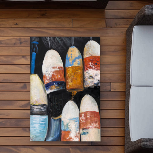 Vintage Lobster Buoys - Black Marine 2'x3' Outdoor Rug