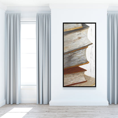 Mountain of Vintage Books | Still Life Brown Canvas for Home Decor