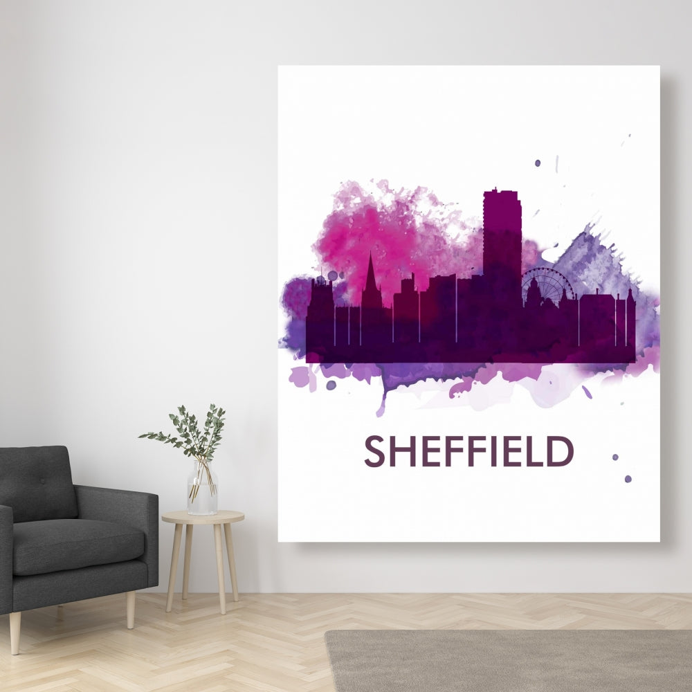 Toile Silhouette de Sheffield City Color Splash | Décoration d'intérieur