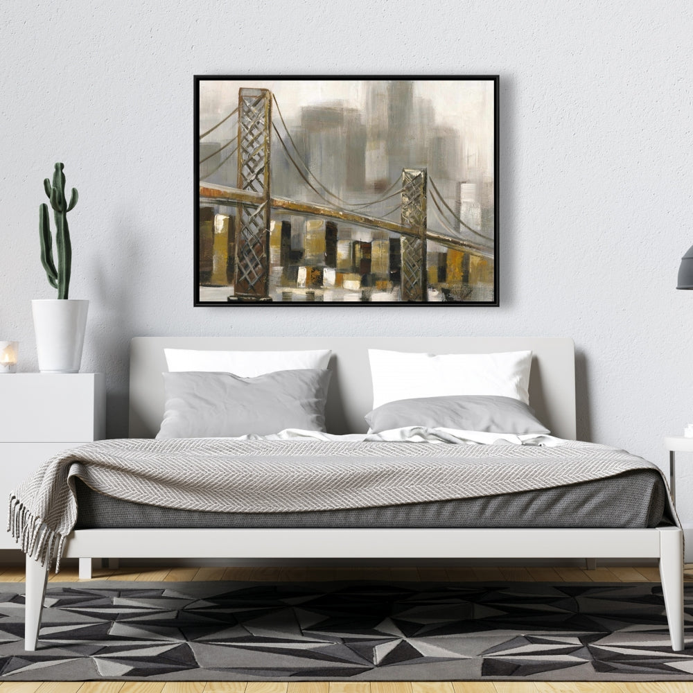 Bridge by a Cloudy Day - Contemporary Framed Canvas Decor