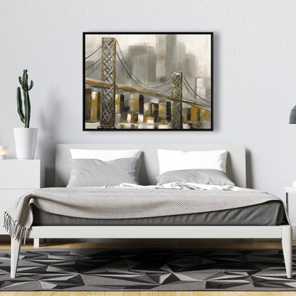 Bridge by a Cloudy Day - Contemporary Framed Canvas Decor