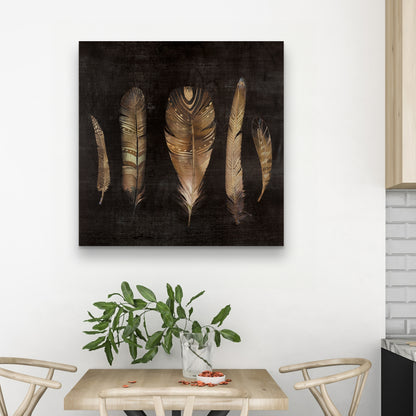 Ensemble de plumes marron | Toile bohème pour décoration intérieure