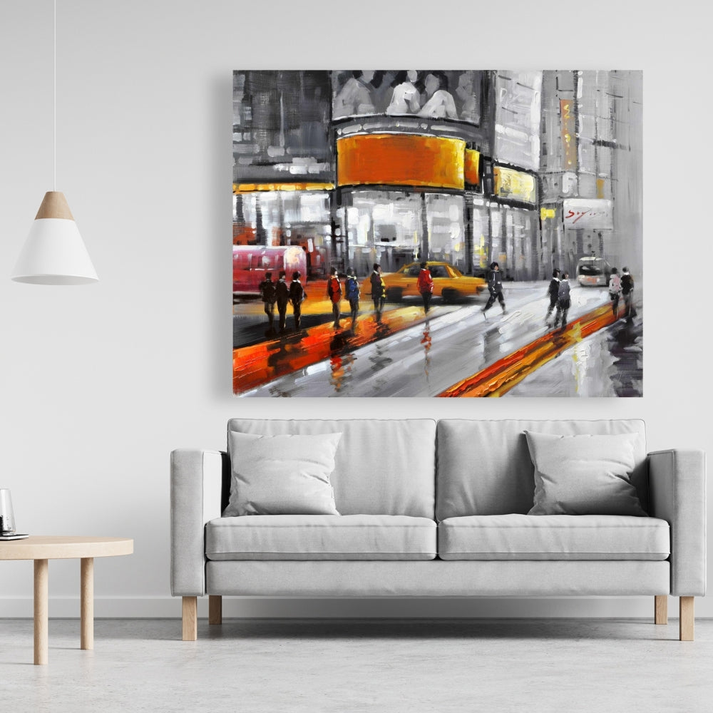 Gray Cities Canvas - Circulation in Times Square Home Decor