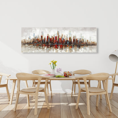 Toile abstraite de gratte-ciels colorés | Décoration de chambre bleue