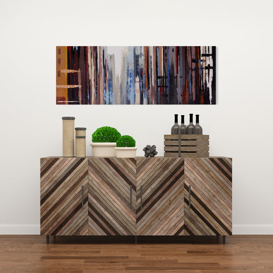 Industrial Blue Abstract Buildings Canvas | Bedroom Wall Art