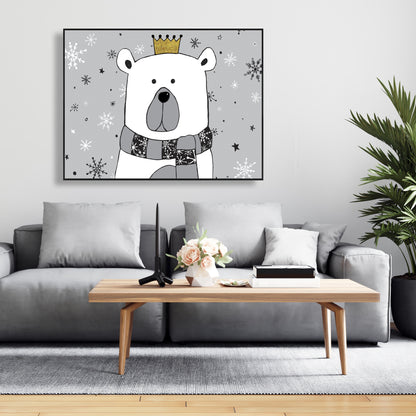 Magnifique toile encadrée grise « Ours » | Décoration murale pour salon