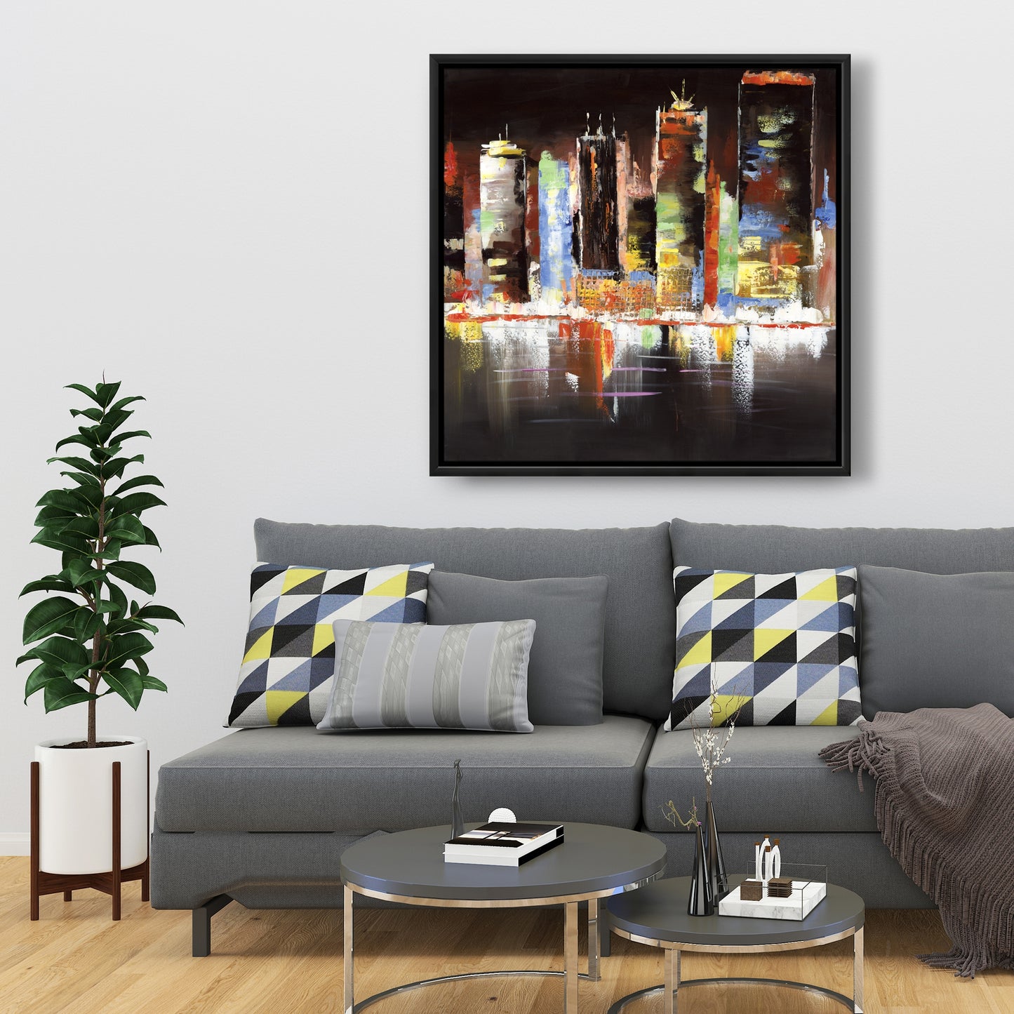 Toile Paysage urbain nocturne | Décoration murale moderne pour chambre à coucher