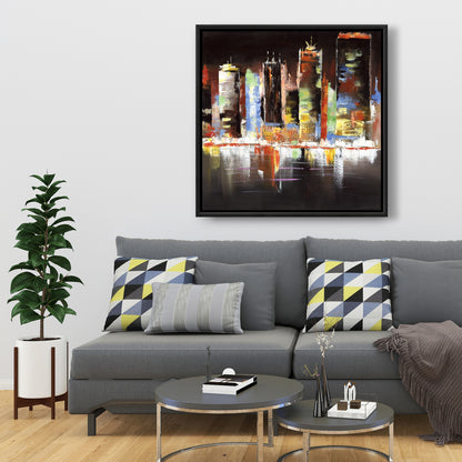 Toile Paysage urbain nocturne | Décoration murale moderne pour chambre à coucher