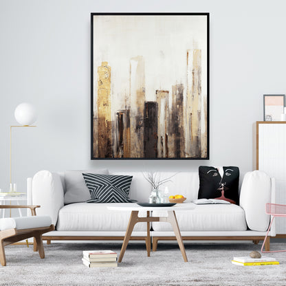 Toile urbaine aux tons terreux | Décoration industrielle encadrée marron