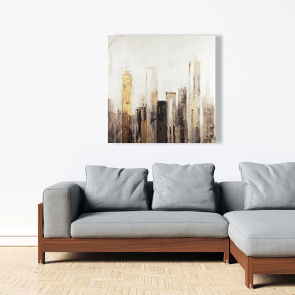 Earthy Tones City Canvas | Industrial Building Wall Art Decor