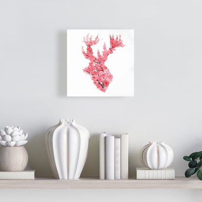 Toile Cerf avec fleurs de cerisier – Décoration d'intérieur rose asiatique