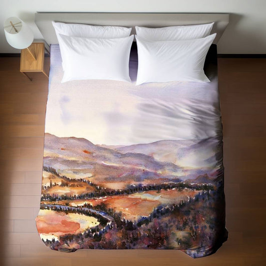 Canadian Forest Duvet Cover | Purple Trees Bedroom Decor