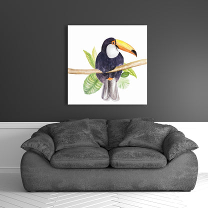 Toile Toucan exotique | Décoration botanique pour chambre à coucher