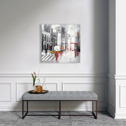 Abstract Cloudy City Street Canvas | Building Bedroom Decor
