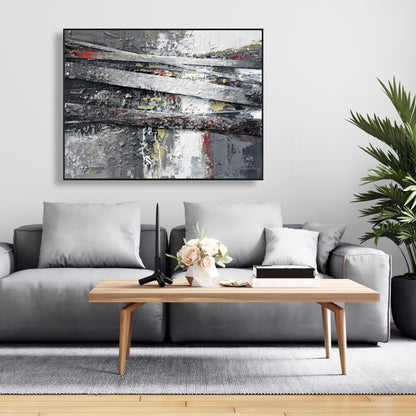 Toile blanche industrielle à formes | Décor à rayures abstraites texturées