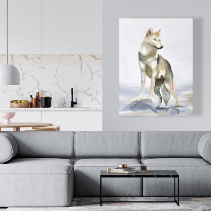 Toile représentant un loup – Décoration d'intérieur avec des animaux bleus et des montagnes