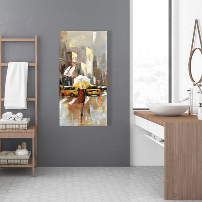 Toile contemporaine pour chambre à coucher | Œuvre d'art « Personnes avec parapluies »