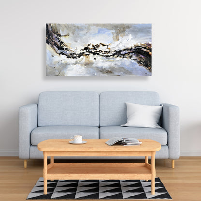 Toile texturée à motif vague abstraite bleue | Décoration d'intérieur