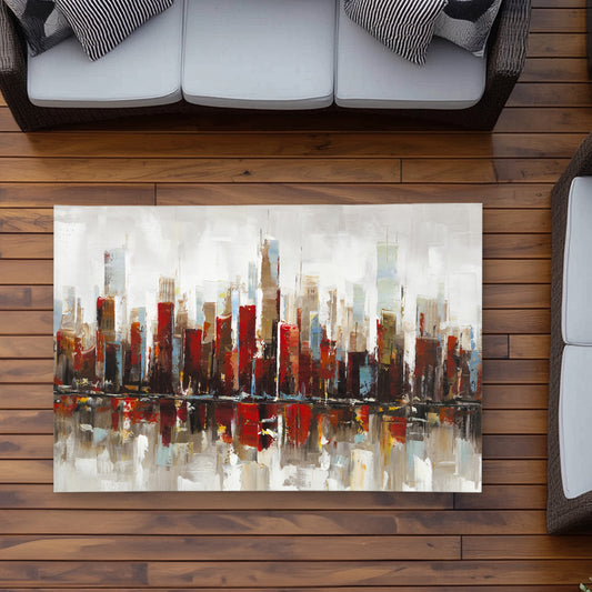 Abstract Colorful Skyscrapers Rug - Building Bedroom Decor
