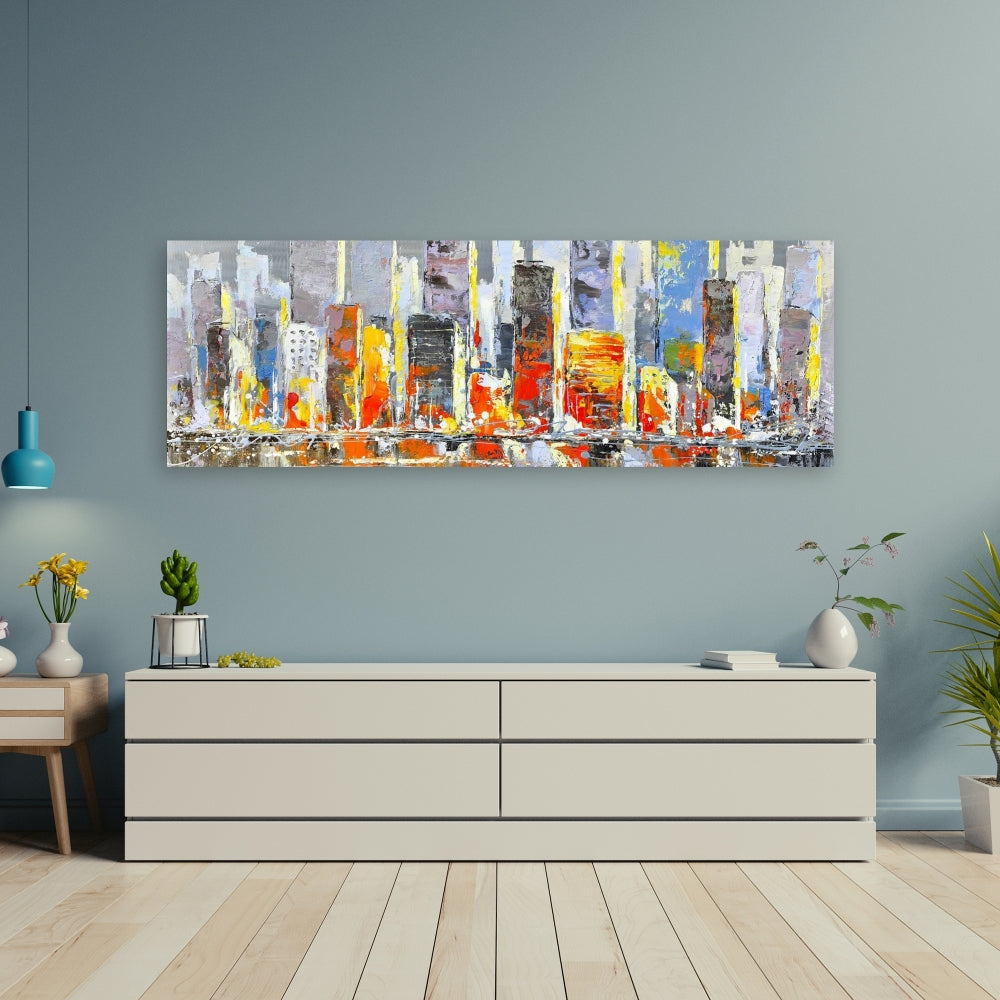 Color Splash Cityscape Canvas | Blue Wall Art for Home Decor