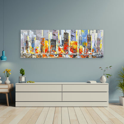 Color Splash Cityscape Canvas | Blue Wall Art for Home Decor