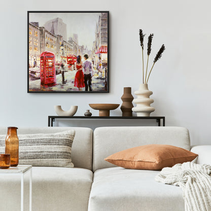 Toile encadrée rouge « Couple marchant » | Décoration d'intérieur contemporaine