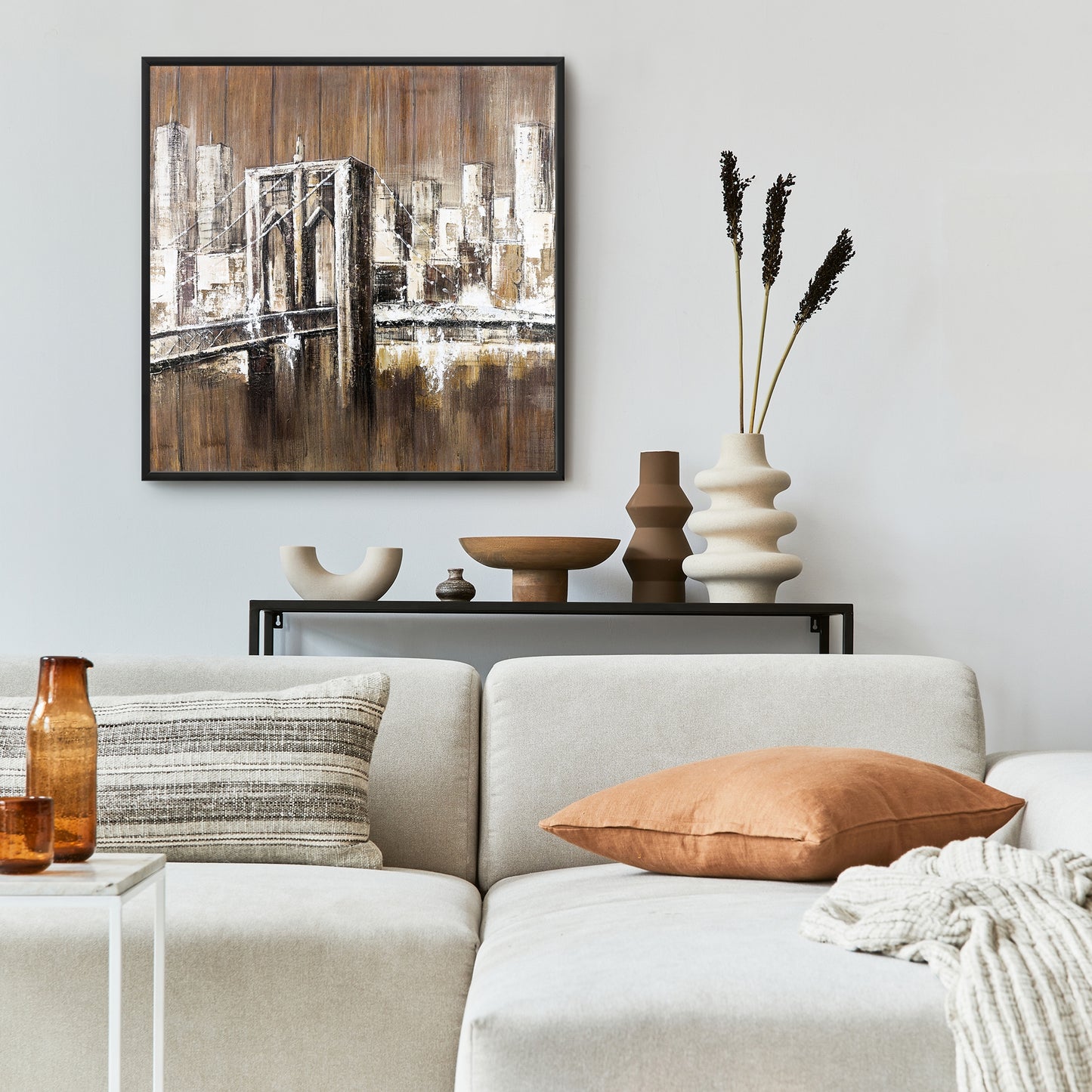 Toile Pont de Brooklyn au fini vieilli | Décoration d'intérieur industrielle