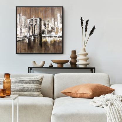 Toile Pont de Brooklyn au fini vieilli | Décoration d'intérieur industrielle