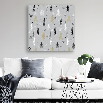 Toile à motif sapin de Noël | Décoration de chambre blanche