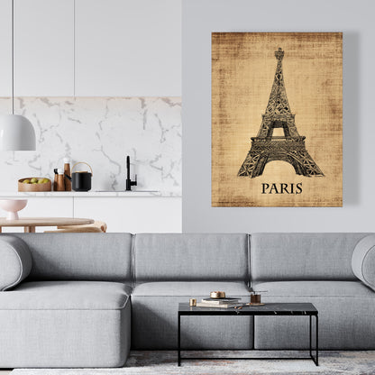 Eiffel Tower Brown Canvas | Typo & Symbols Home Decor Art