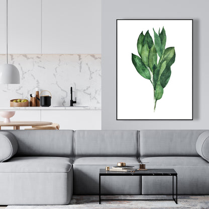 Toile encadrée « Feuilles de laurier » | Décoration de cuisine minimaliste