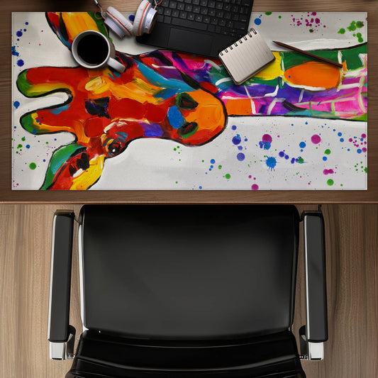 Wildlife Bedroom Desk Mat - Abstract Colorful Giraffe Decor