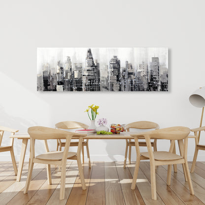 Toile moderne « City grise » : décoration murale pour chambre à coucher