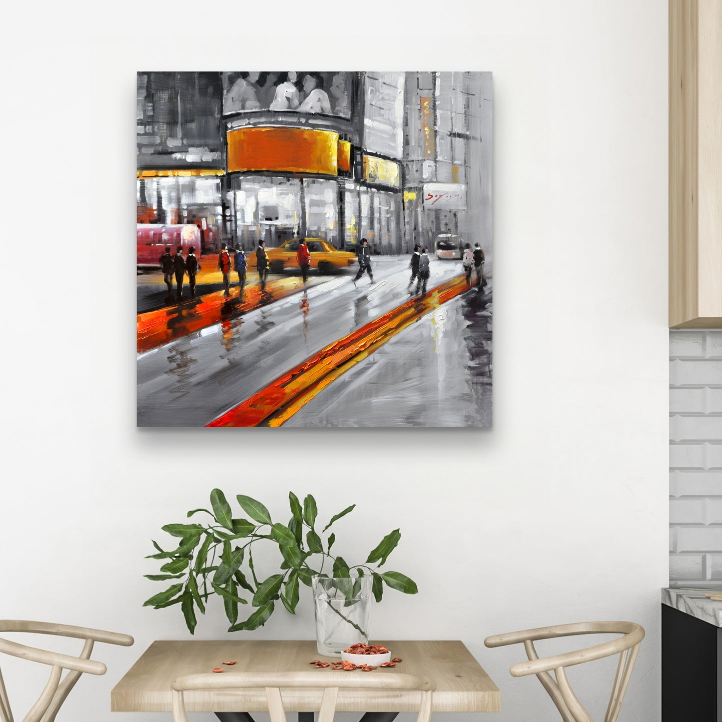 Gray Cities Canvas - Circulation in Times Square Home Decor