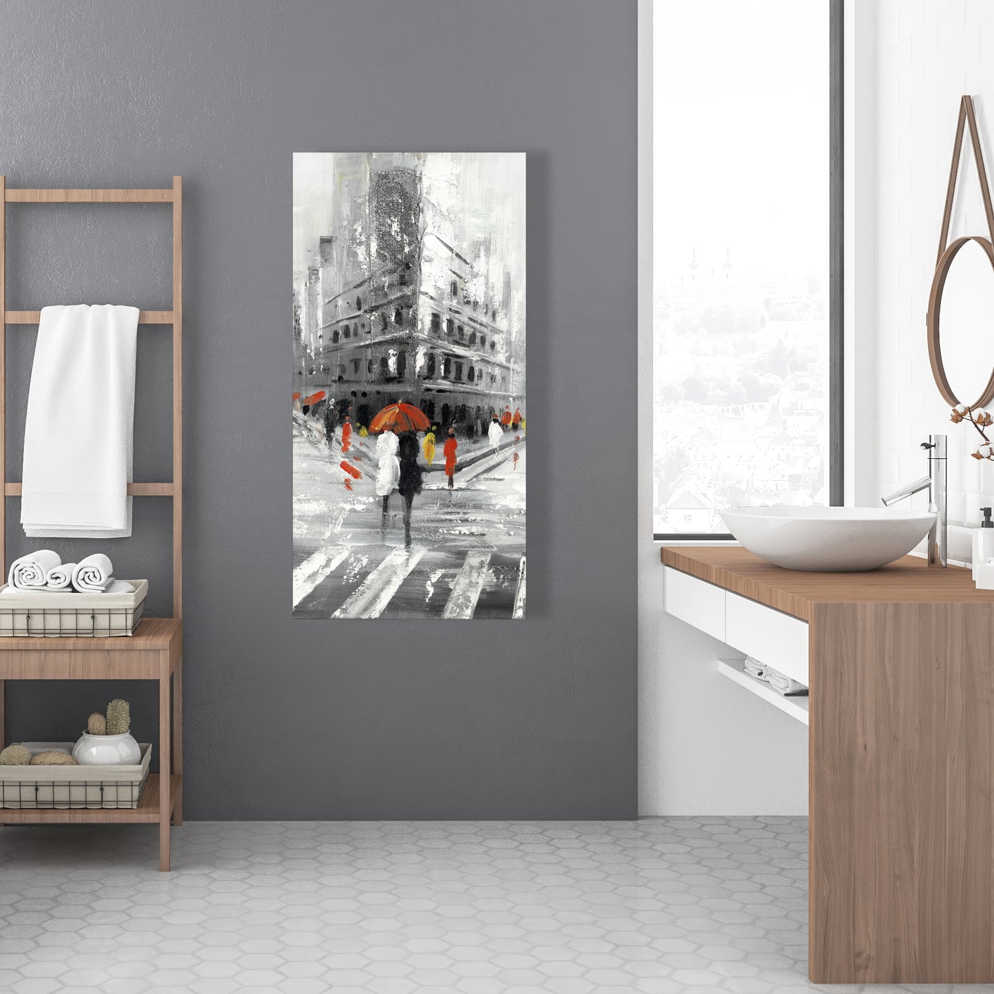 Greyish Flatiron Building Canvas | Cities Gray Wall Art Decor